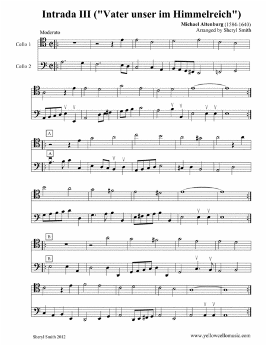 Intrada III ('Vater unser in Himmelreich') for cello duo (two cellos, duet) String Duet scores gallery preview page 1