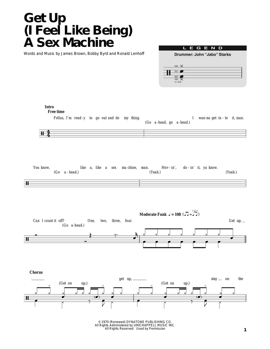 Get Up (I Feel Like Being A Sex Machine) Drum Set scores gallery preview page 1