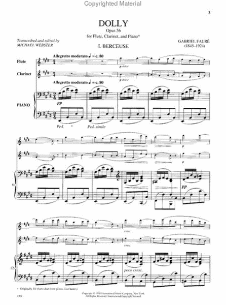 Dolly, Opus 56 For Flute, Clarinet & Piano image number null