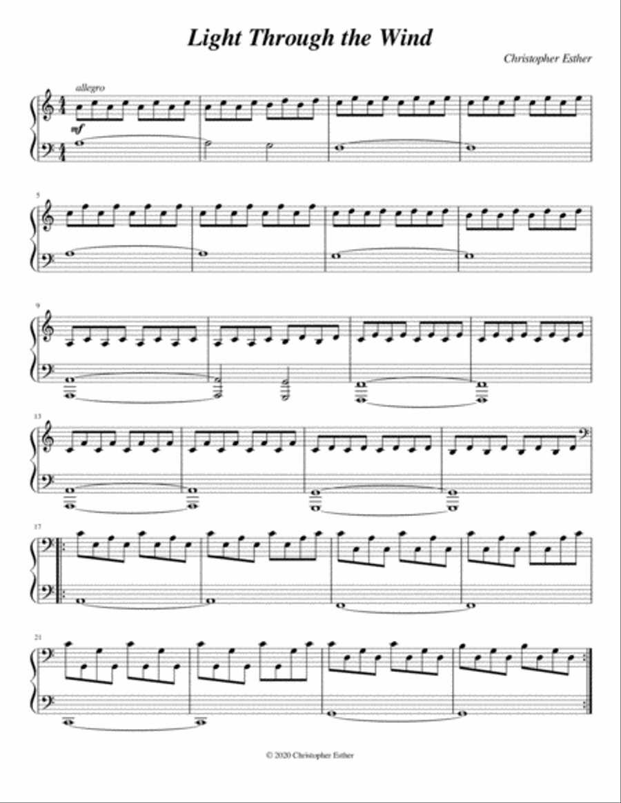 Light Through the Wind Piano Solo scores gallery preview page 1