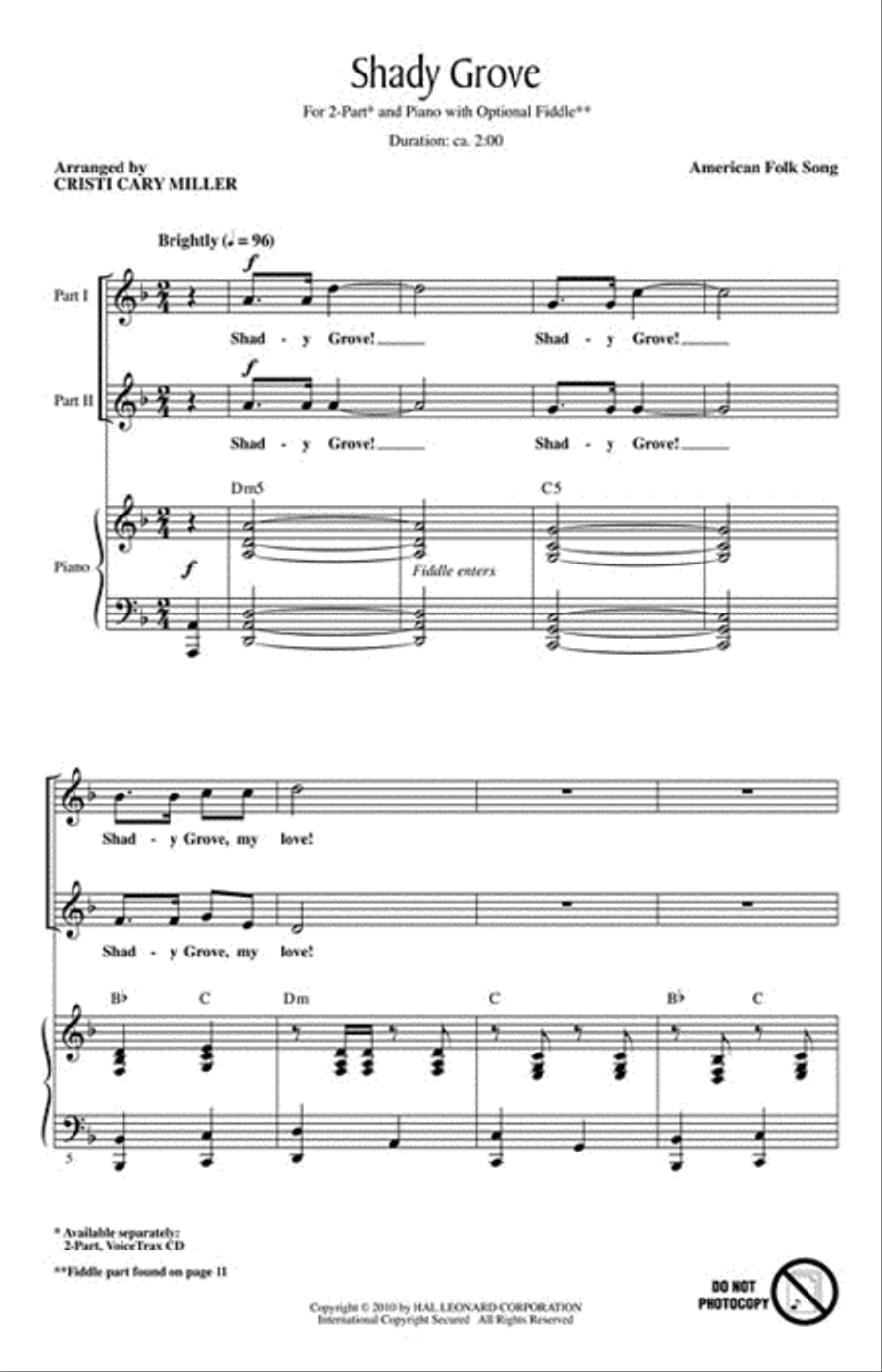 Shady Grove Shady Grove 2-Part scores gallery preview page 2