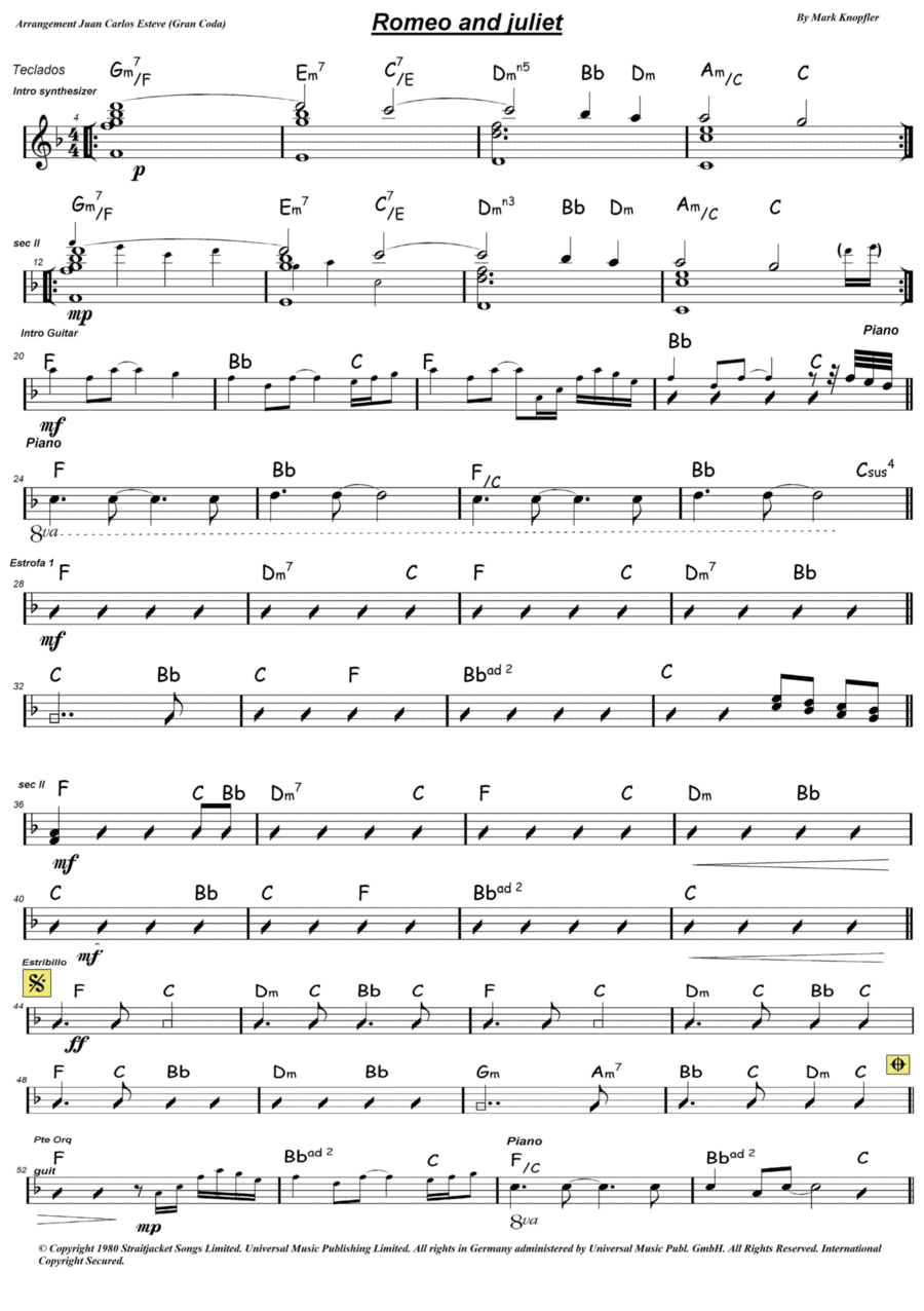 Romeo And Juliet Romeo And Juliet Easy Piano scores gallery preview page 1