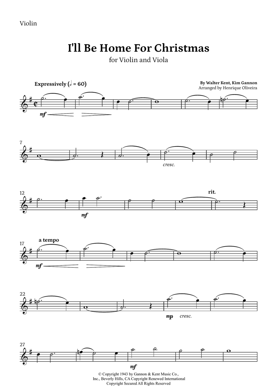 I'll Be Home For Christmas String Duet scores gallery preview page 4