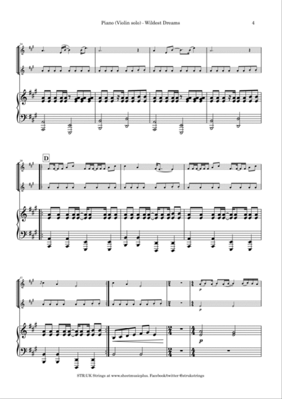 Wildest Dreams Violin Solo scores gallery preview page 5