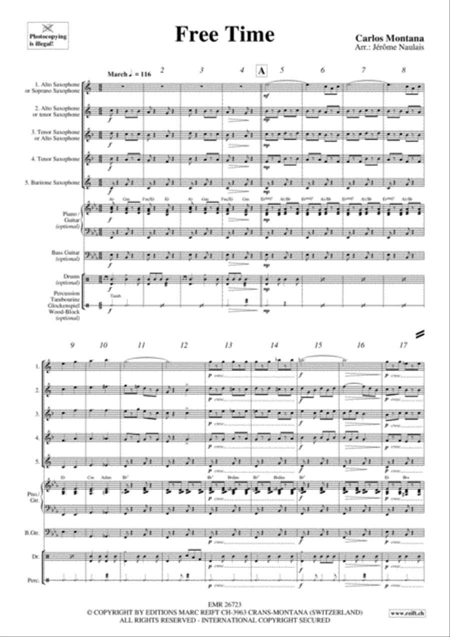 Free Time Saxophone Quintet scores gallery preview page 3