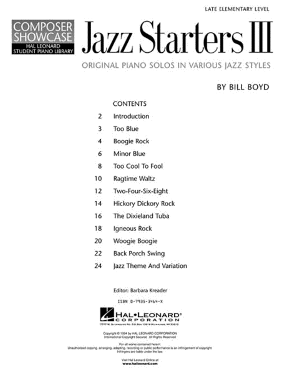 Jazz Starters III Piano Method scores gallery preview page 2