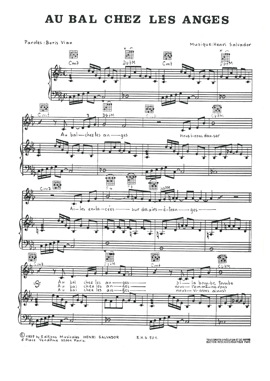 Au Bal Chez Les Anges Piano, Vocal scores gallery preview page 1