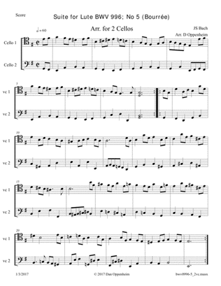 Bach: Sonata for lute BWV 996 no. 5 (Bourrée), arr. for 2 Cellos