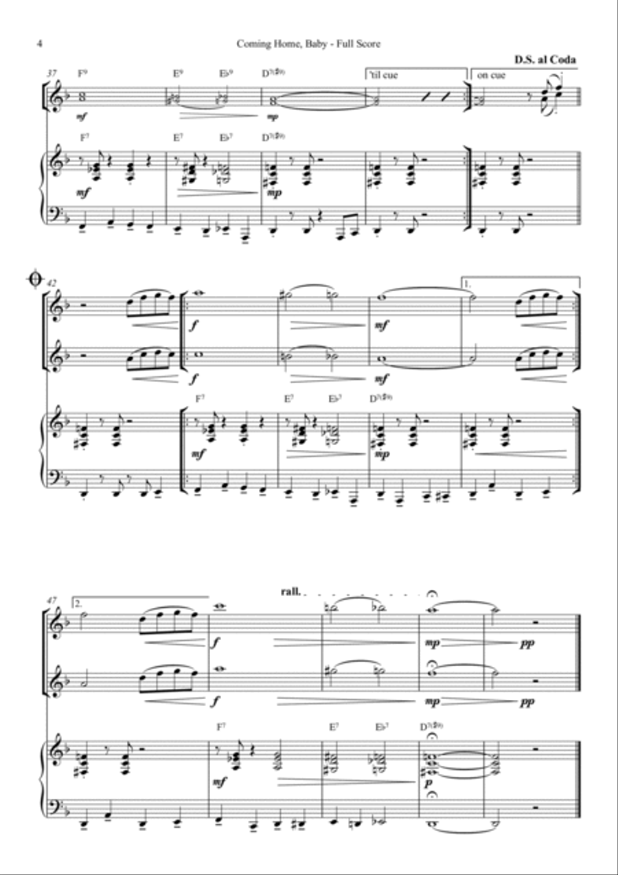 Comin' Home Baby Comin' Home Baby Woodwind Duet scores gallery preview page 4