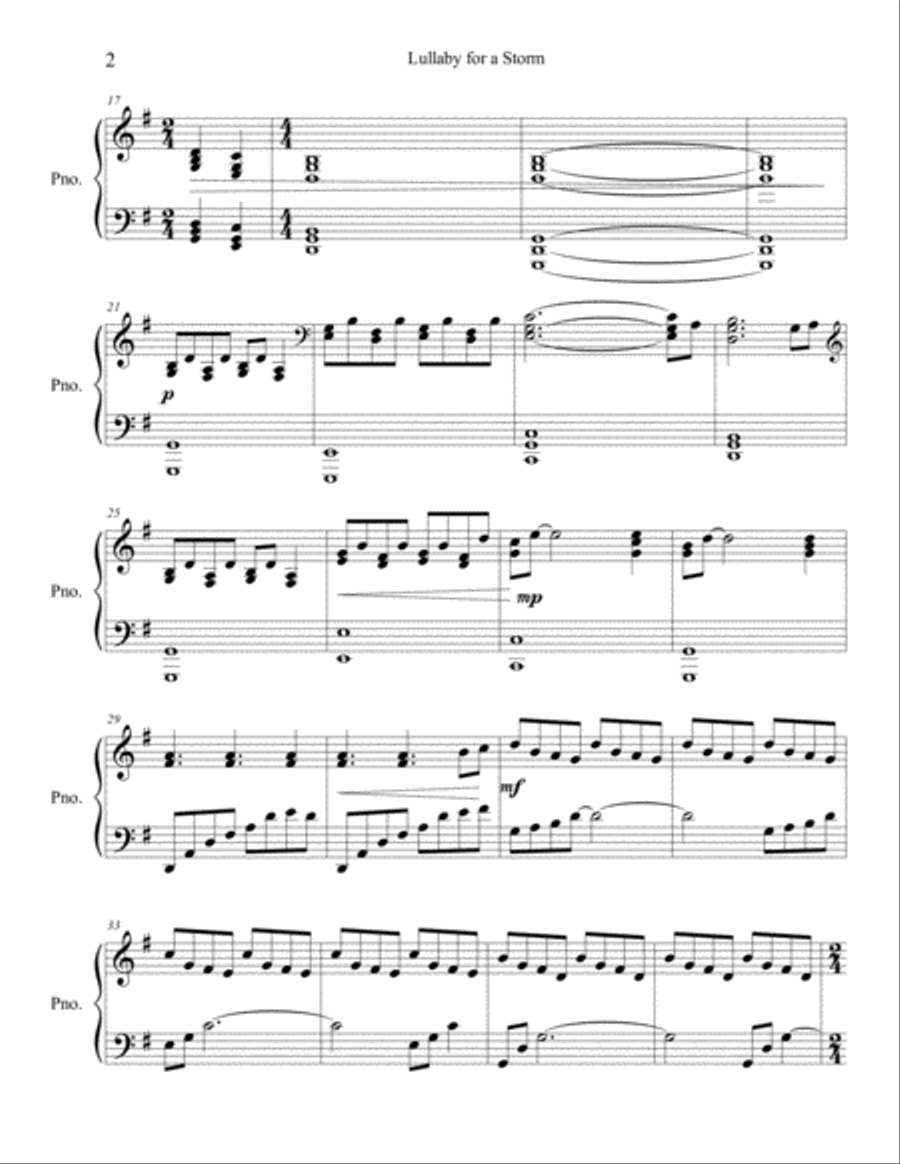 Lullaby for a Storm Easy Piano scores gallery preview page 2