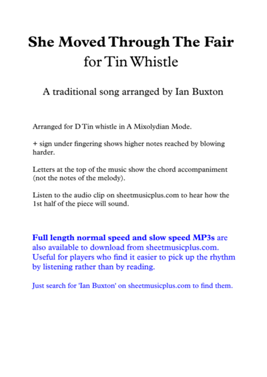 She Moved Though The Fair for Tin whistle with chords Tin Whistle scores gallery preview page 1