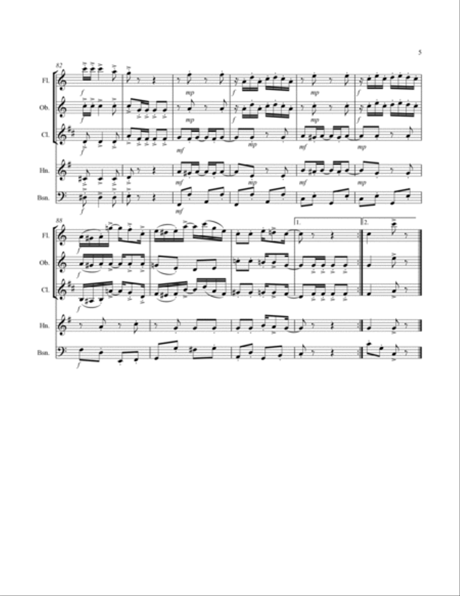 Joplin - “The Entertainer” (for Woodwind Quintet) Woodwind Quintet scores gallery preview page 6