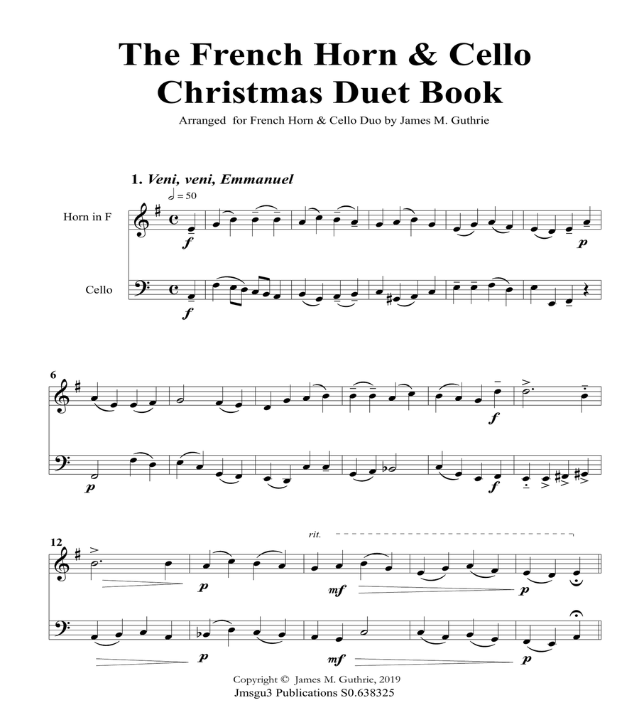 The French Horn Cello Christmas Duet Book by Traditional Horn
