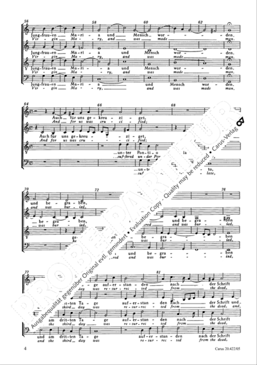 I belive in one god (Ich glaube an einen einigen Gott) 4-Part scores gallery preview page 5