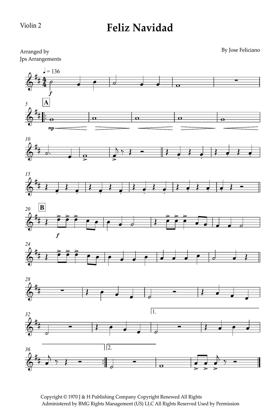 Feliz Navidad String Quartet scores gallery preview page 6
