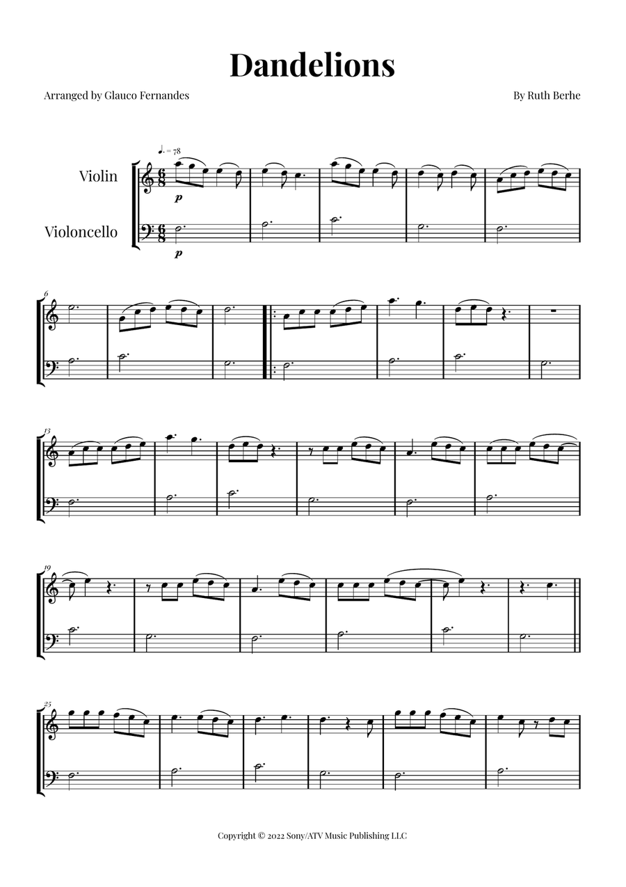 Dandelions String Duet scores gallery preview page 1
