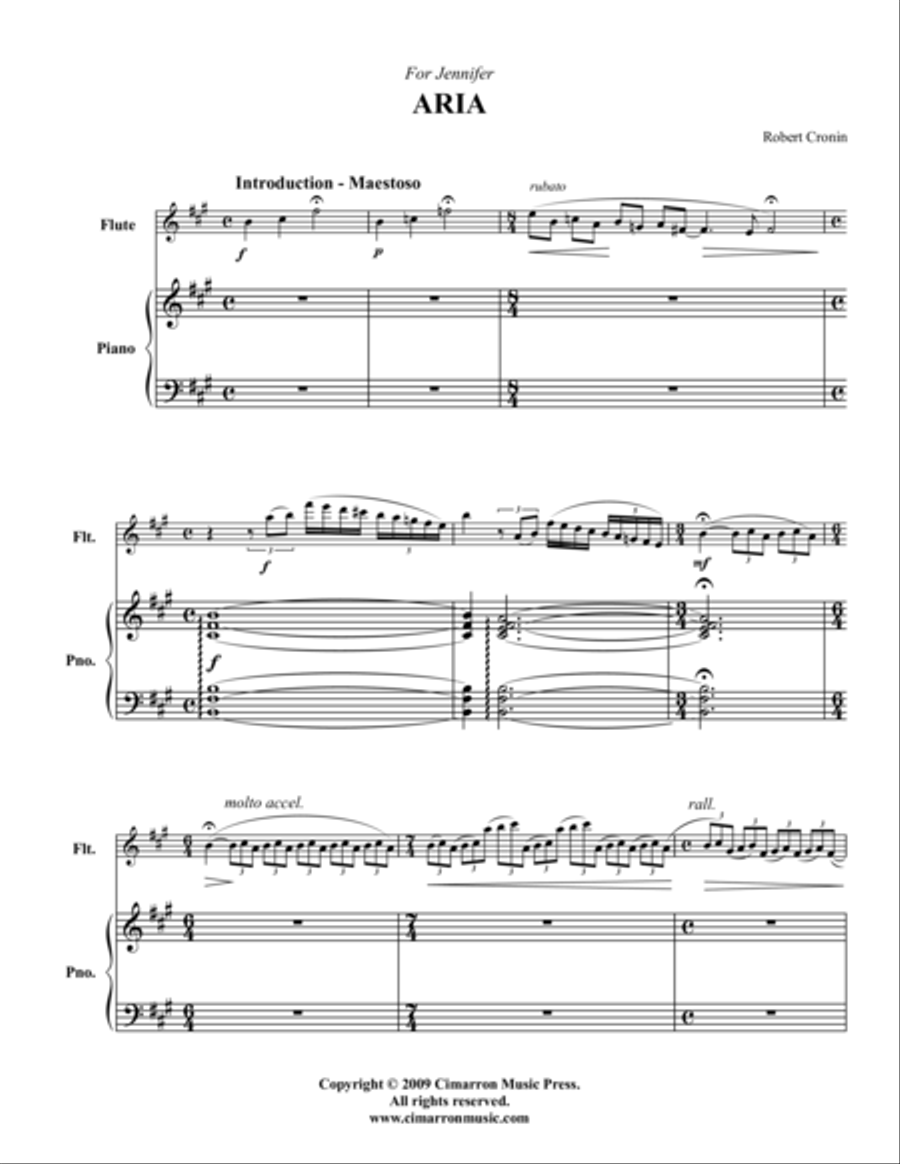 Aria Aria Flute Solo scores gallery preview page 1