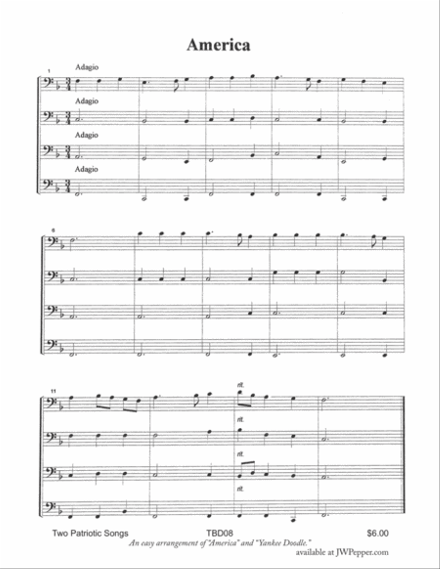 Two Patriotic Song for Tuba Quartet Tuba Quartet scores gallery preview page 4