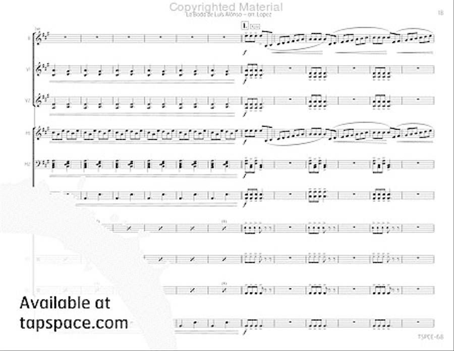 La Boda de Luis Alonso Percussion Ensemble scores gallery preview page 22