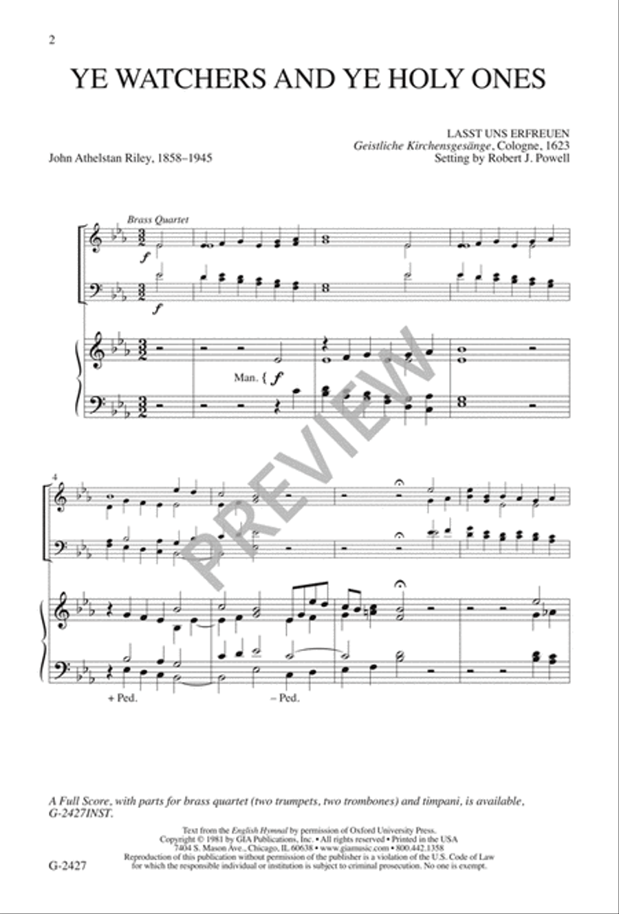 Ye Watchers and Ye Holy Ones 4-Part scores gallery preview page 3