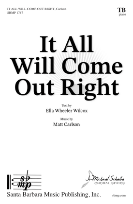 Book cover for It All Will Come Out Right