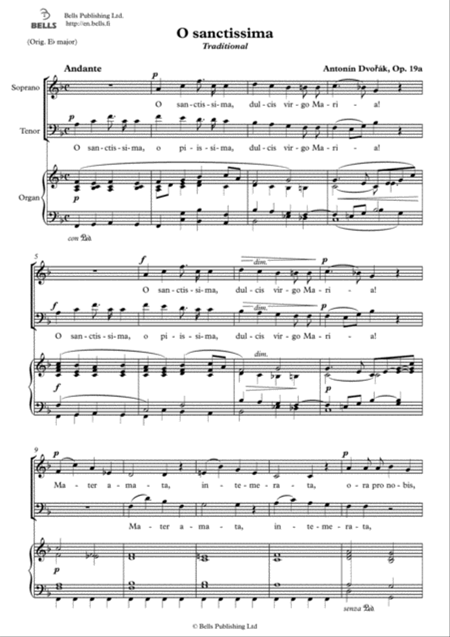 O sanctissima, Op. 19a (F Major) Piano Accompaniment scores gallery preview page 1
