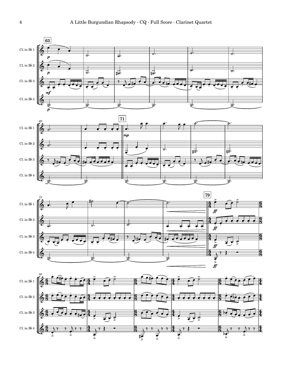 A Little Burgundian Rhapsody Clarinet Quartet scores gallery preview page 4