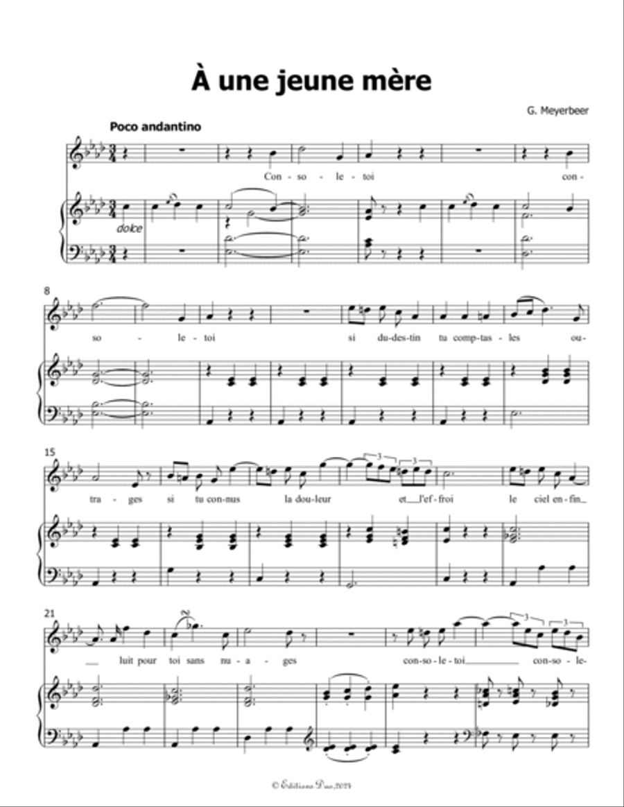 À une jeune mère, by Meyerbeer, in A flat Major Piano, Vocal scores gallery preview page 3