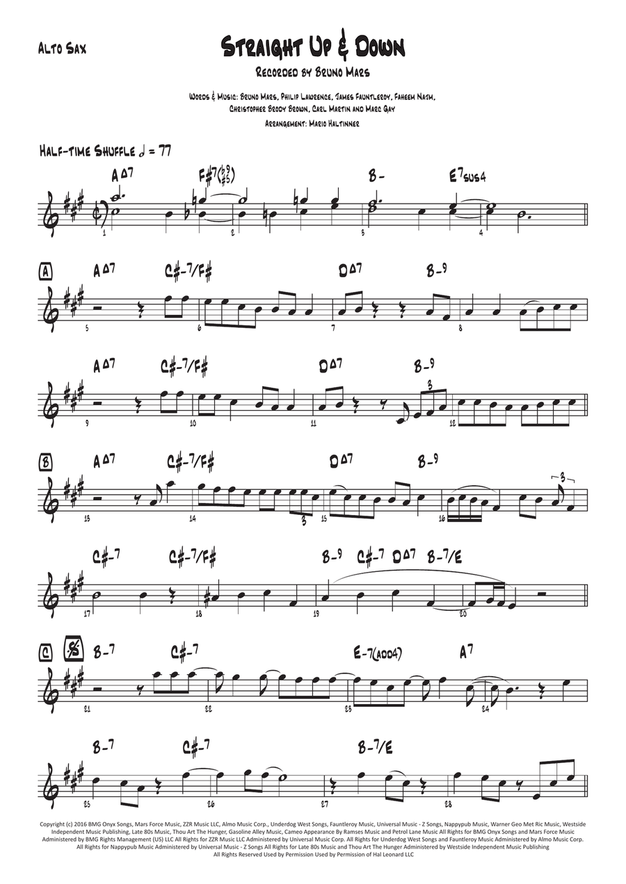 Straight Up & Down Straight Up & Down Alto Saxophone scores gallery preview page 2