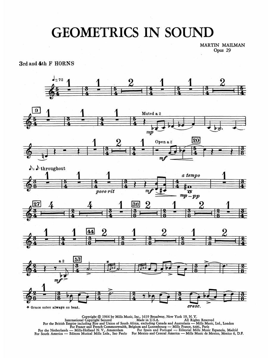 Geometrics in Sound, Op. 29: 3rd & 4th F Horns
