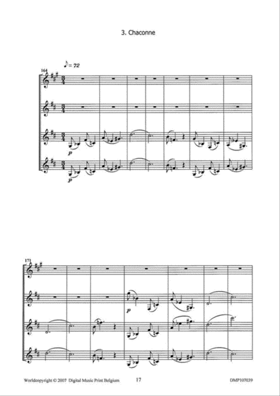 Capriccio, Dance & Chaconne Clarinet Quartet scores gallery preview page 6