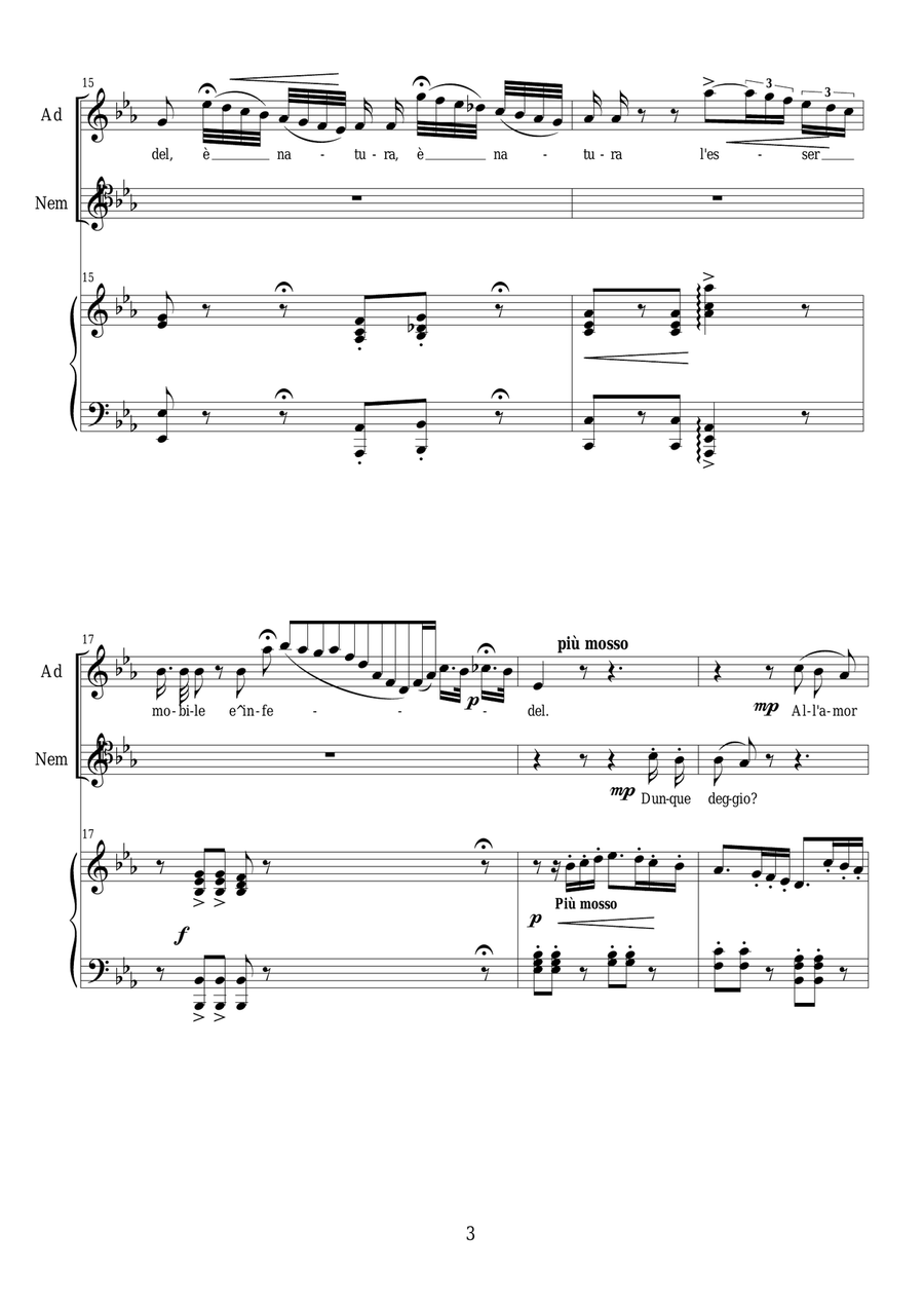 Donizetti-L'Elisir d'amore-Chiedi all'aura lusinghiera (Act1) Soprano, tenor and piano Piano, Vocal scores gallery preview page 3