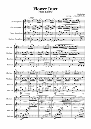 Book cover for Flower Duet from Lakmé (Delibes) - Saxophone quartet (AATB)