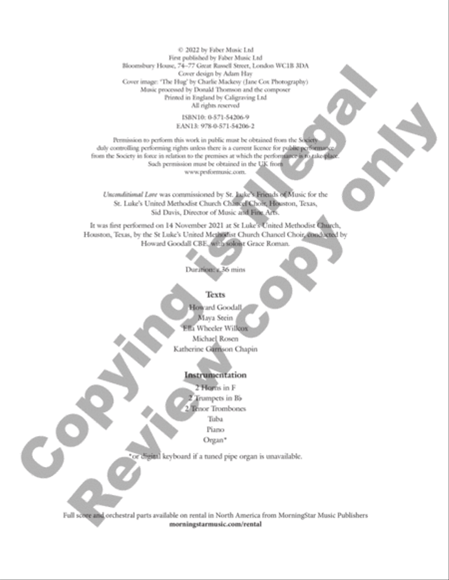 Unconditional Love (Vocal Score) 4-Part scores gallery preview page 2