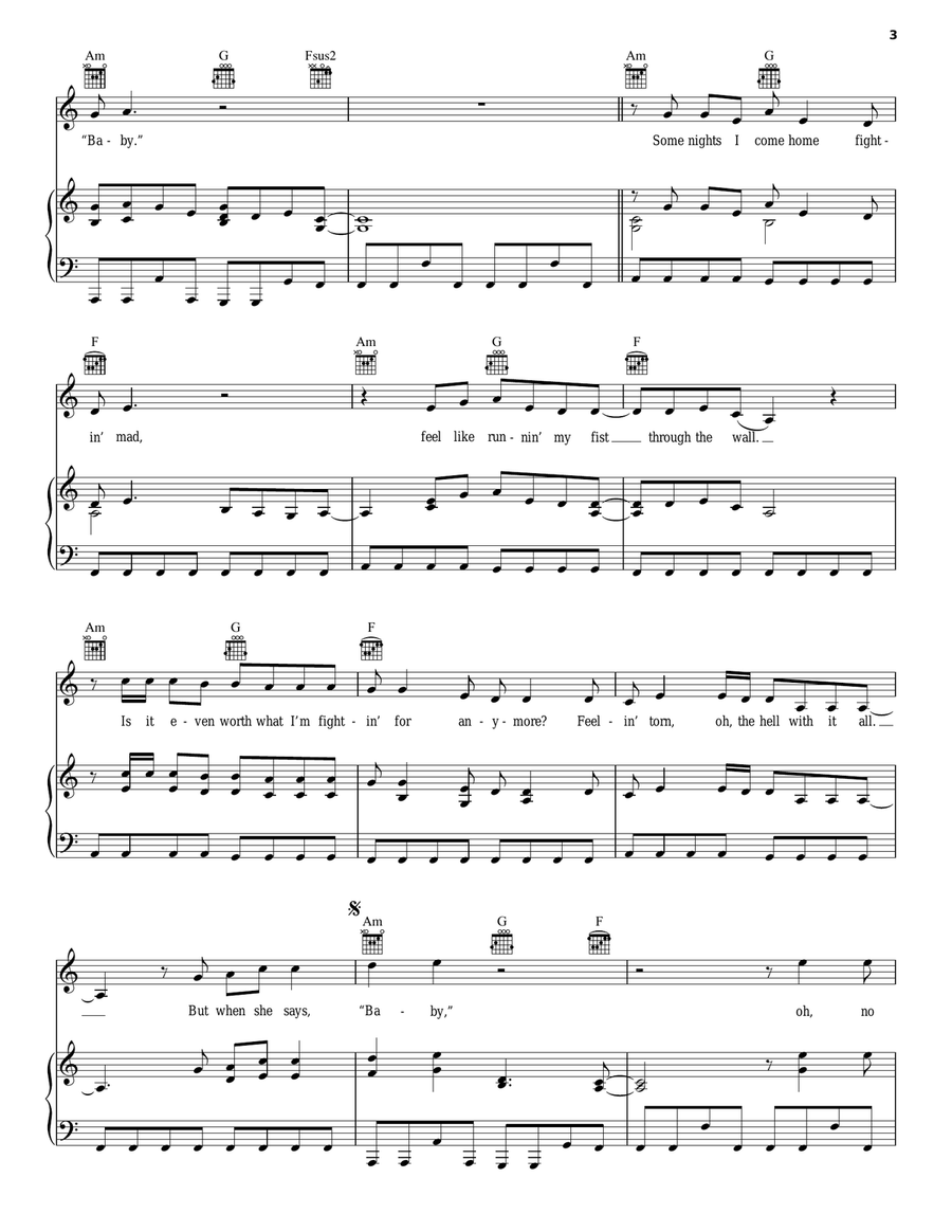 When She Says Baby When She Says Baby Piano, Vocal, Guitar scores gallery preview page 3