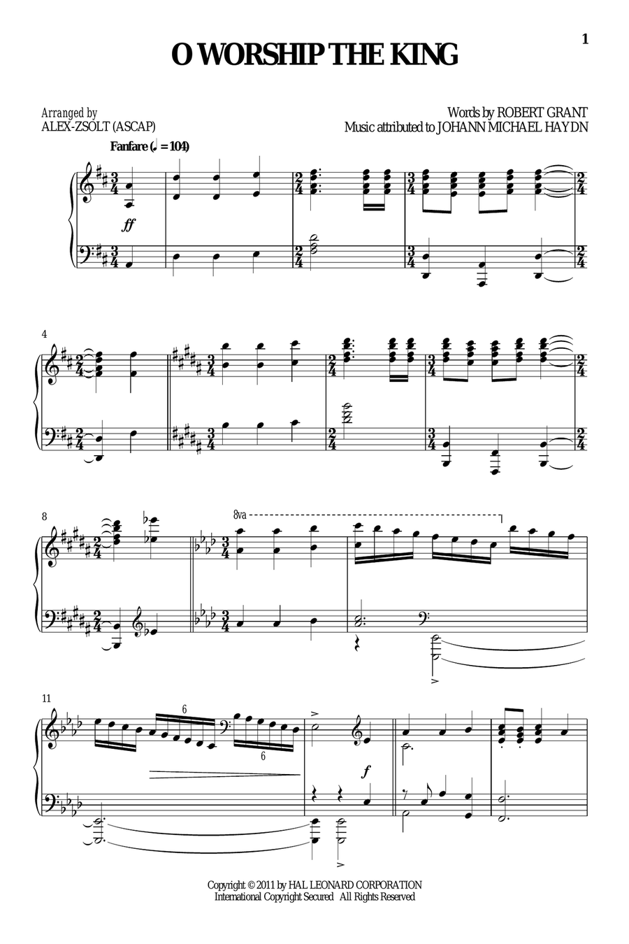 O Worship The King O Worship The King Piano Solo scores gallery preview page 1