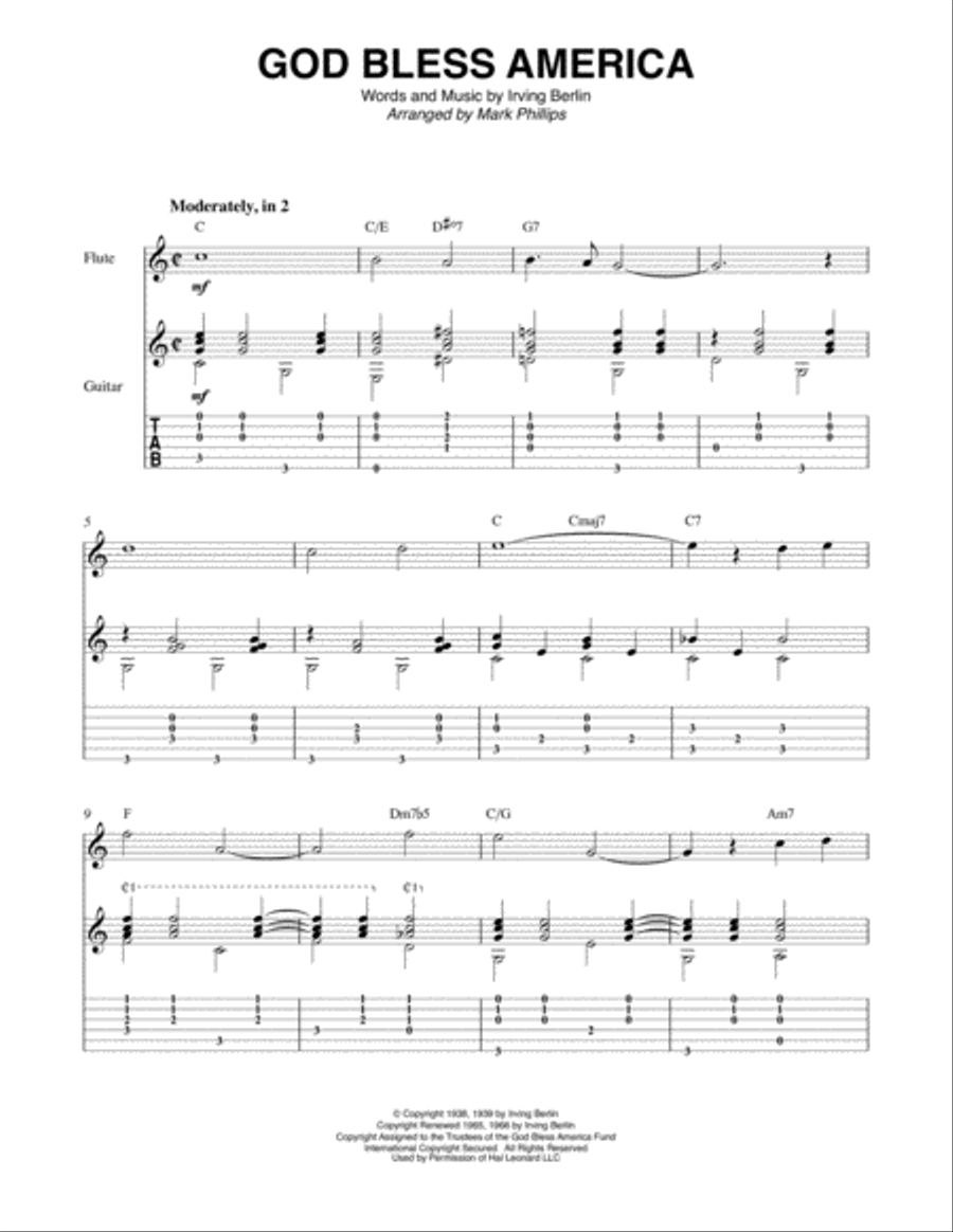 God Bless America God Bless America Flute scores gallery preview page 1
