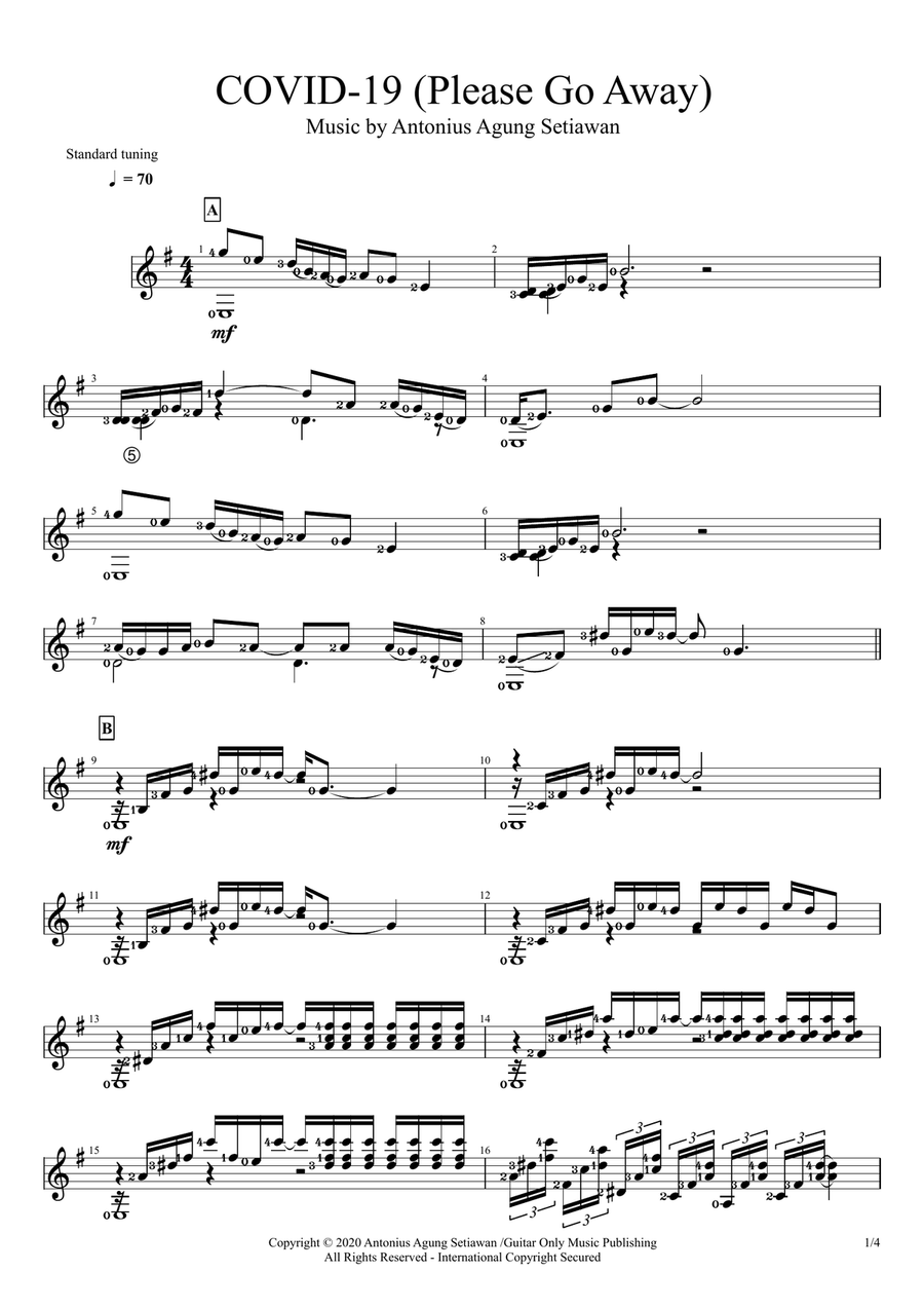 COVID-19 (Please Go Away) (Solo Guitar Score) Guitar Solo scores gallery preview page 1