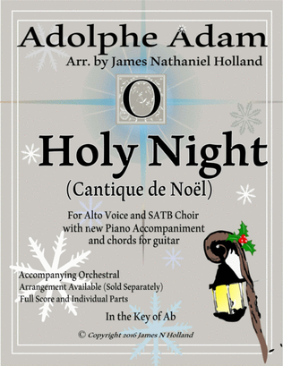 Book cover for O Holy Night (Cantique de Noel) Adolphe Adam for Alto and SATB Chorus (Key of Ab)