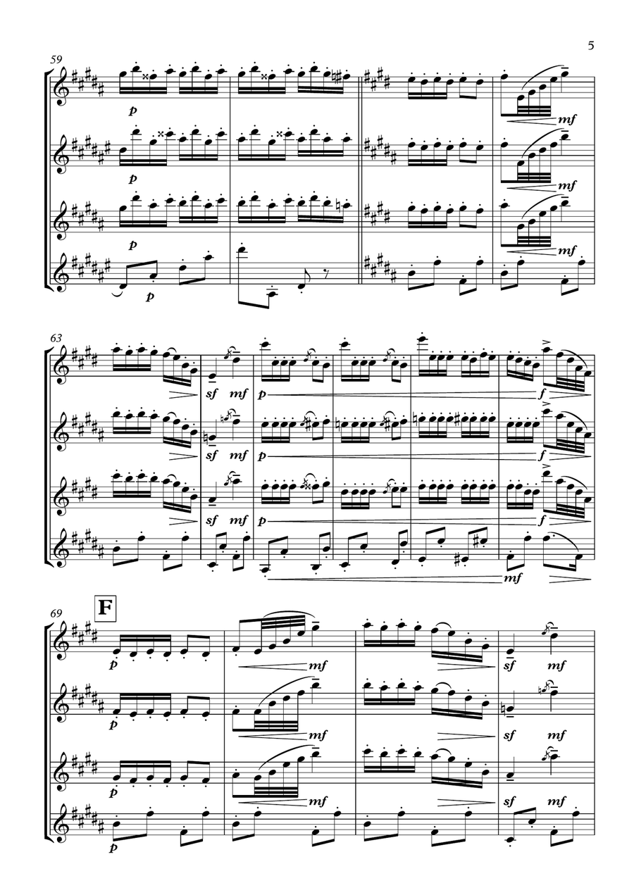La suite de El cascanueces - 7. Danza de los Mirlitones Woodwind Quartet scores gallery preview page 5