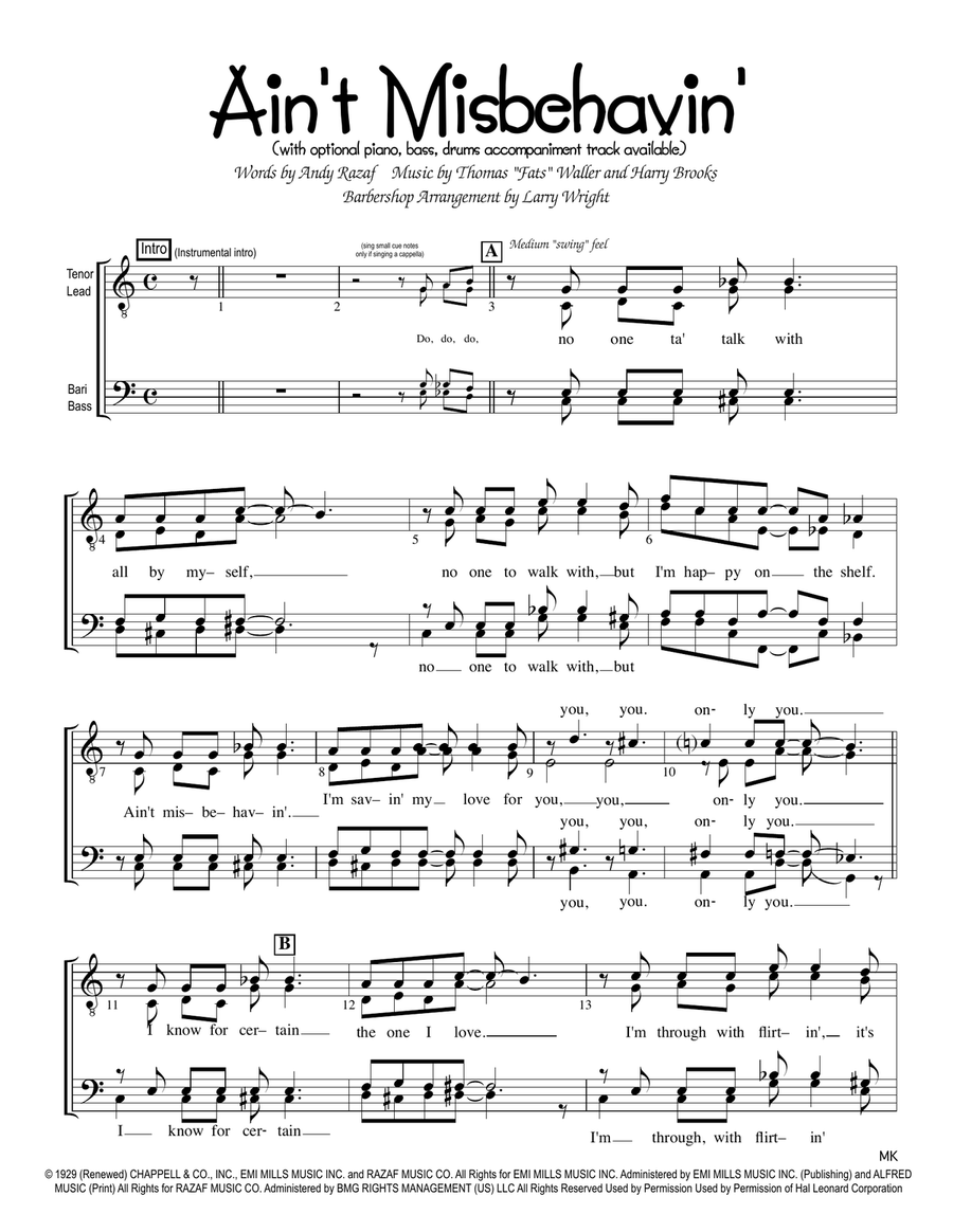 Ain't Misbehavin' TTBB scores gallery preview page 1