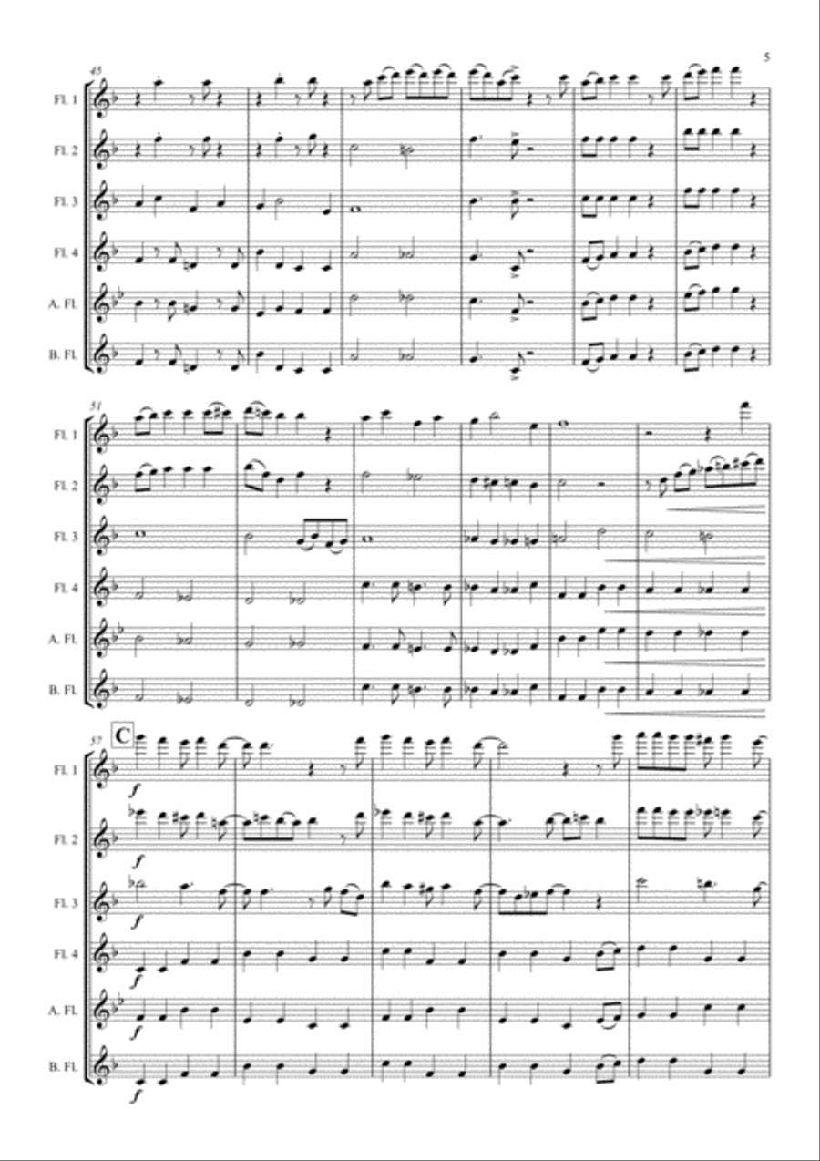 Santa Claus Is Comin' To Town Woodwind Ensemble scores gallery preview page 5