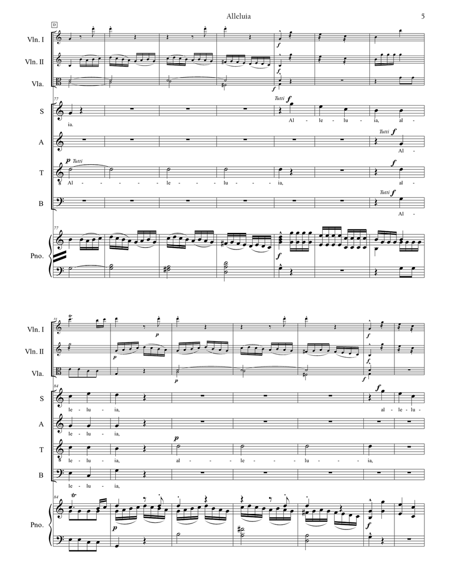 Alleluia from Regina Coeli K 108 4-Part scores gallery preview page 5