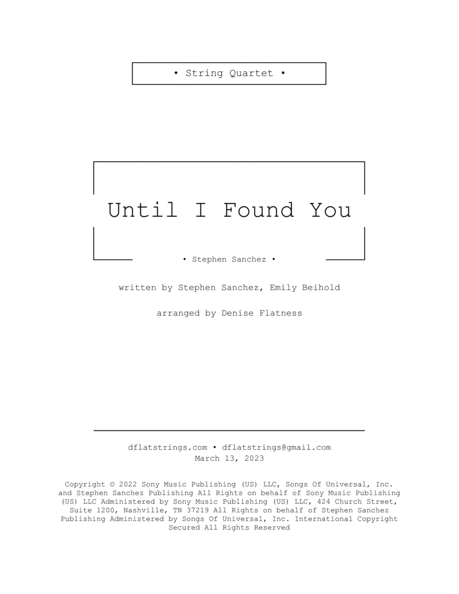 Until I Found You String Quartet scores gallery preview page 1