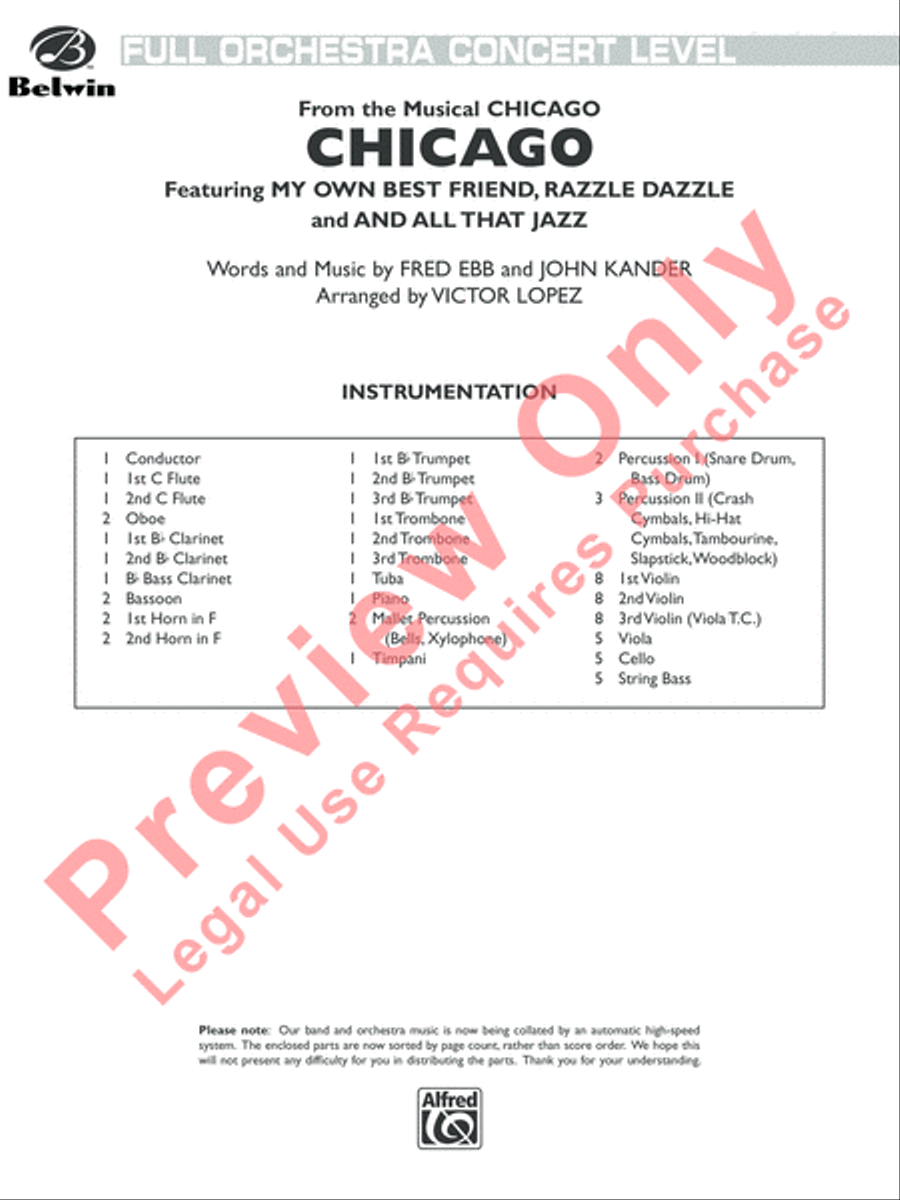 Chicago (from the musical Chicago) Full Orchestra scores gallery preview page 2