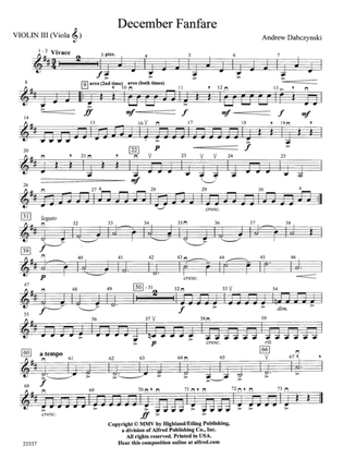 December Fanfare: 3rd Violin (Viola [TC])