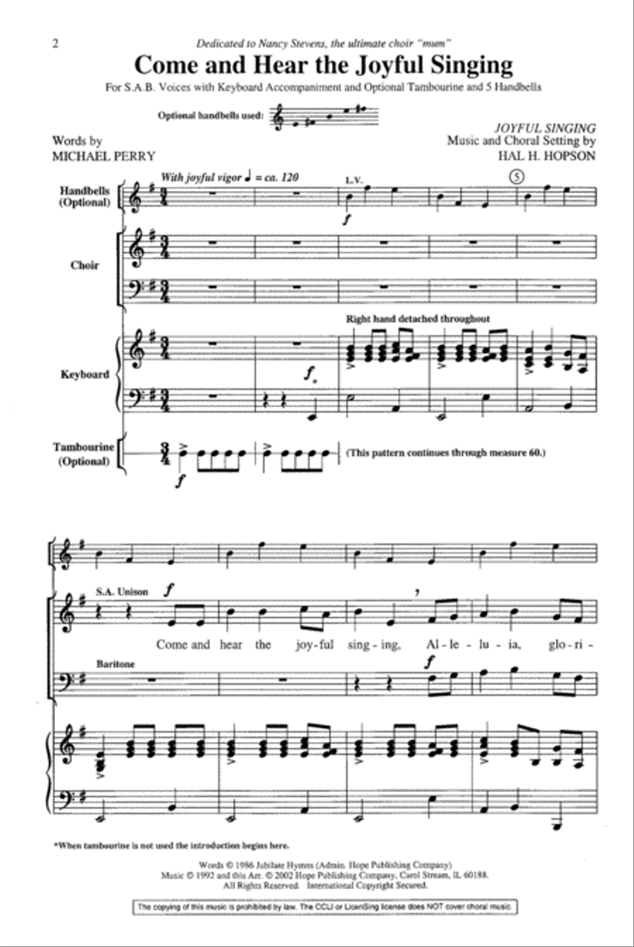 Come and Hear the Joyful Singing 3-Part scores gallery preview page 2