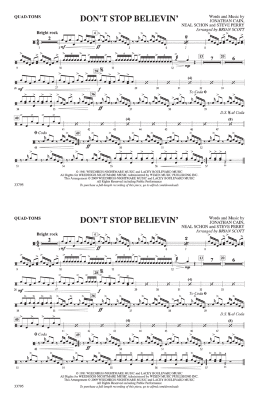 Don't Stop Believin': Quad-Toms Marching Band scores gallery preview page 1