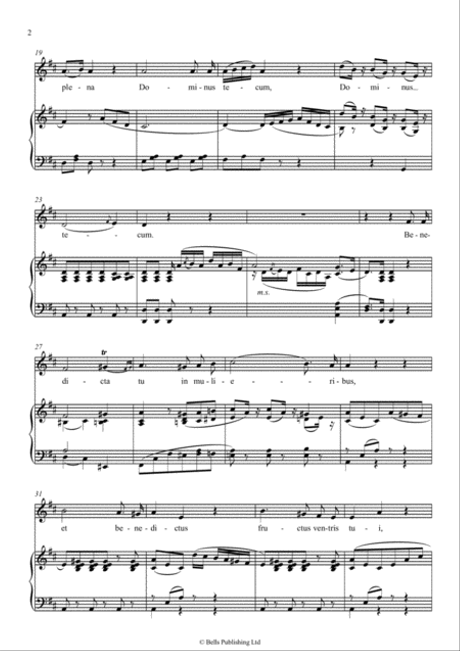Ave Maria (D Major) Voice Solo scores gallery preview page 2