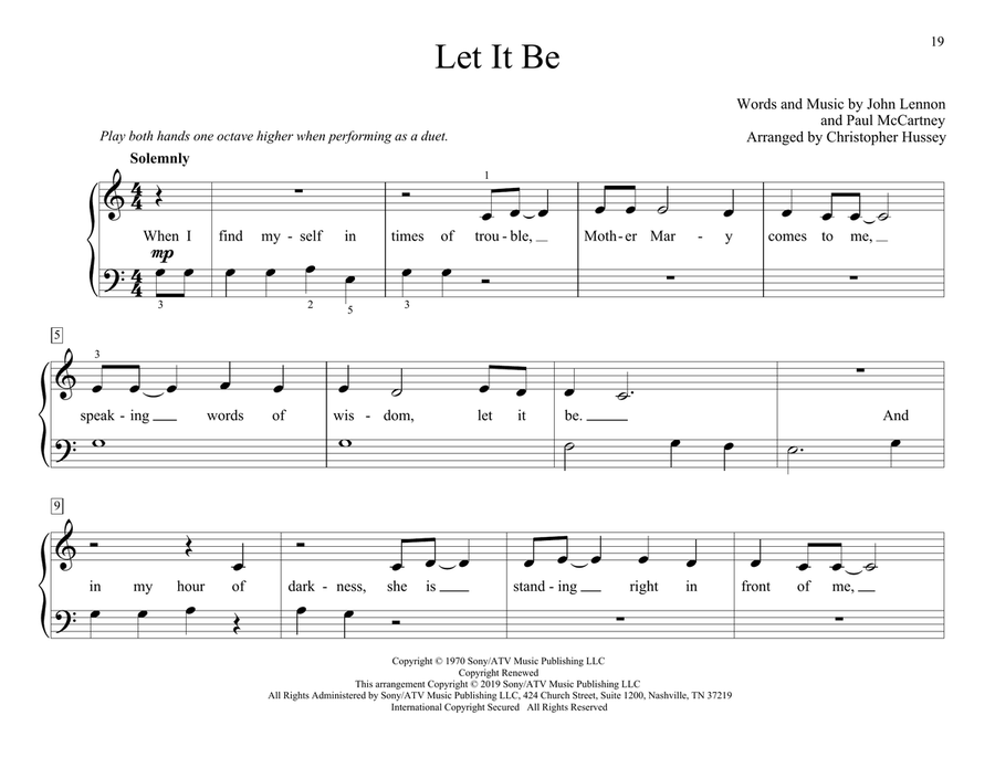 Let It Be (arr. Christopher Hussey) Piano Duet scores gallery preview page 1